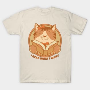 I Read What I Want Kitty T-Shirt